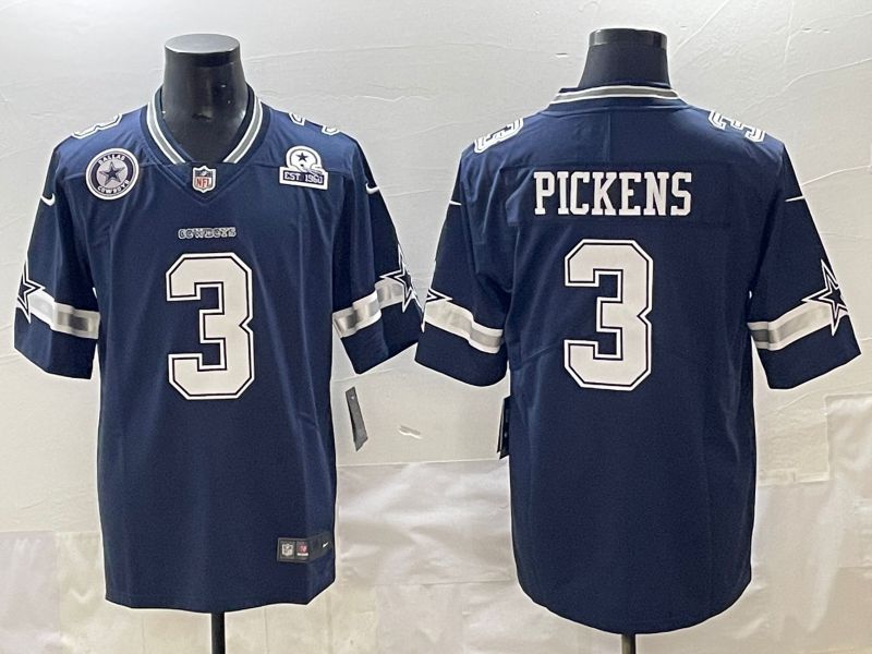 Men 2025 Dallas Cowboys #3 Pickens Drak Blue Nike Limited NFL Jersey style 4->cincinnati reds->MLB Jersey